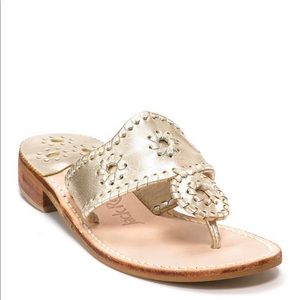 Jack Rogers Hastings metallic thong sandal.